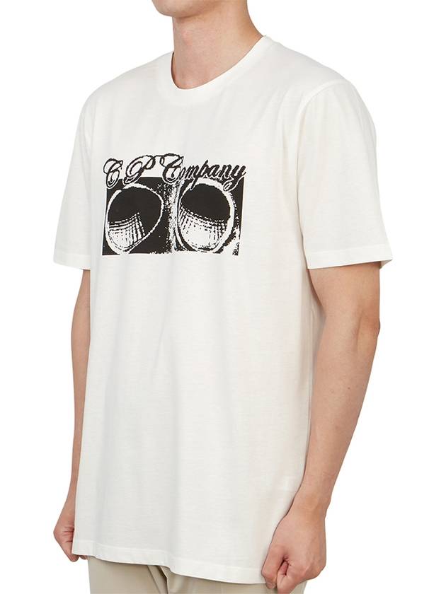 Print Cotton Short Sleeve T-Shirt White - CP COMPANY - BALAAN 3