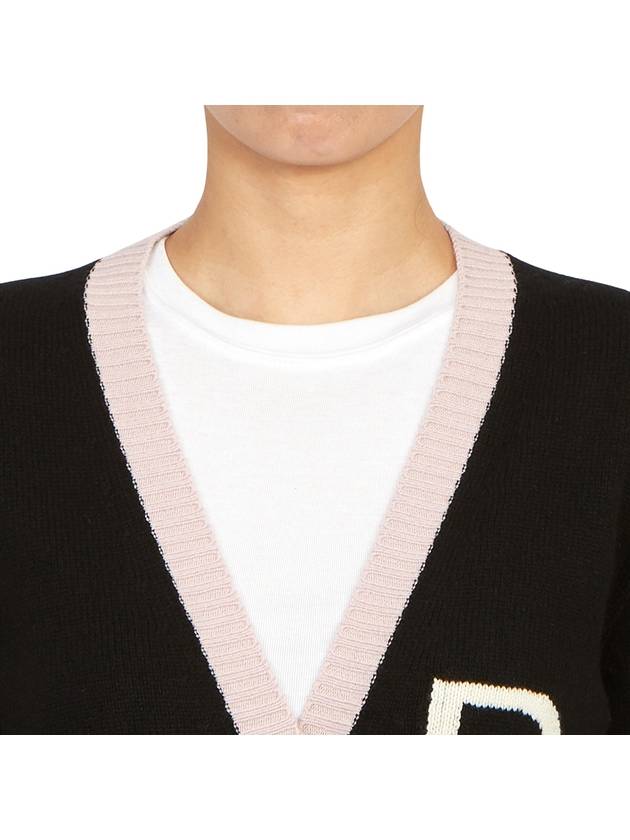 Intarsia knit logo wool cardigan black - ROCHAS - BALAAN 9