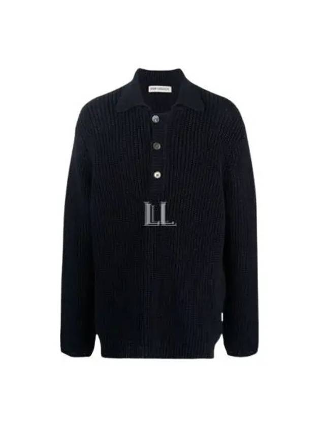 Big Piquet Chunky Cotton Polo Knit Top Navy - OUR LEGACY - BALAAN 2