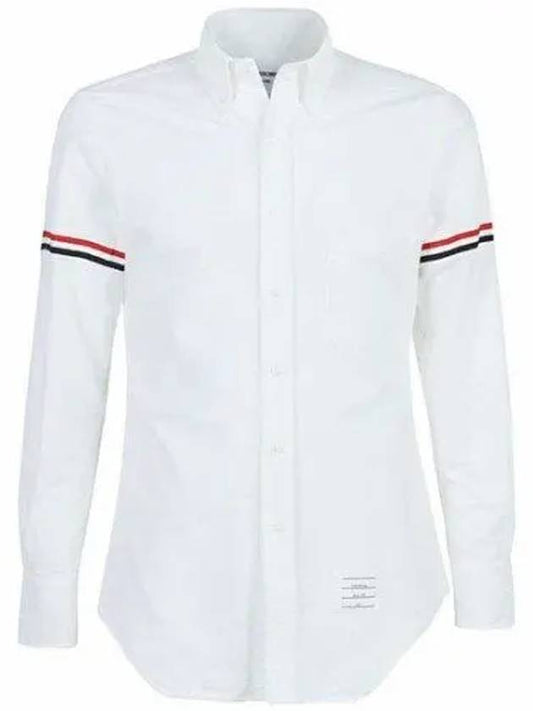 Oxford Striped Grosgrain Armband Classic Long Sleeve Shirt White - THOM BROWNE - BALAAN 2