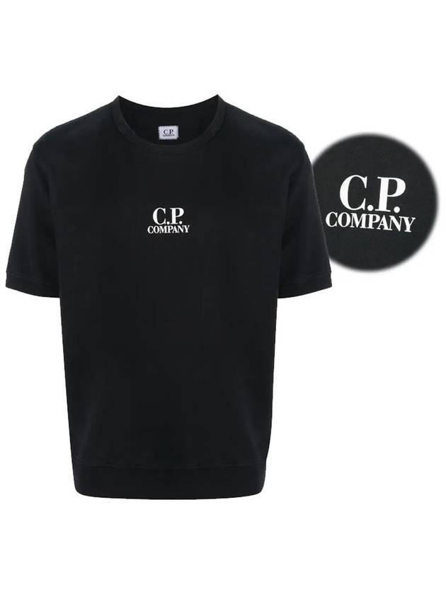 Men's Logo Print Crew Neck Cotton Short Sleeve T-Shirt Black - CP COMPANY - BALAAN 3