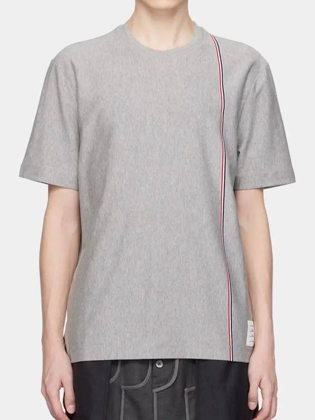 RWB Stripe Cotton Short Sleeve T-shirt Grey - THOM BROWNE - BALAAN 3