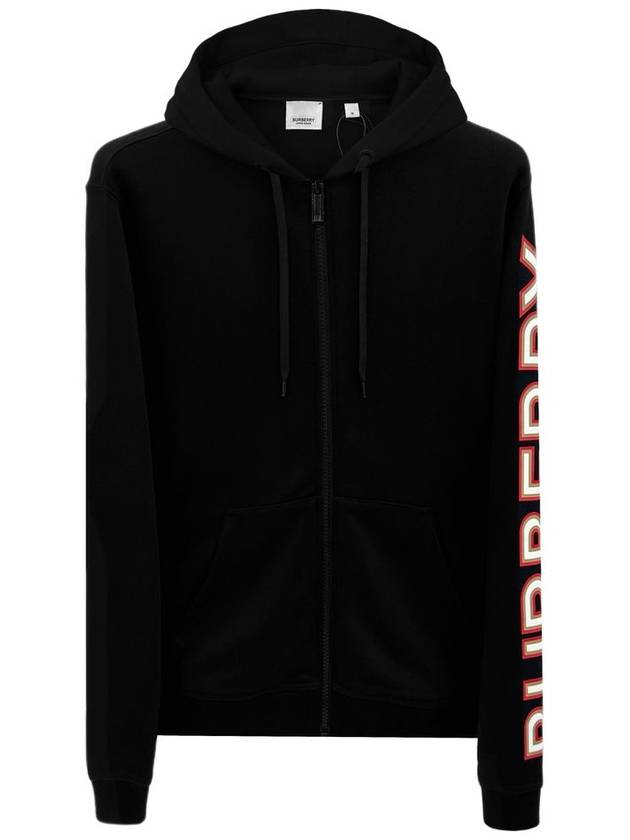 Logo Print Overfit Zip-Up Hoodie Black - BURBERRY - BALAAN 2