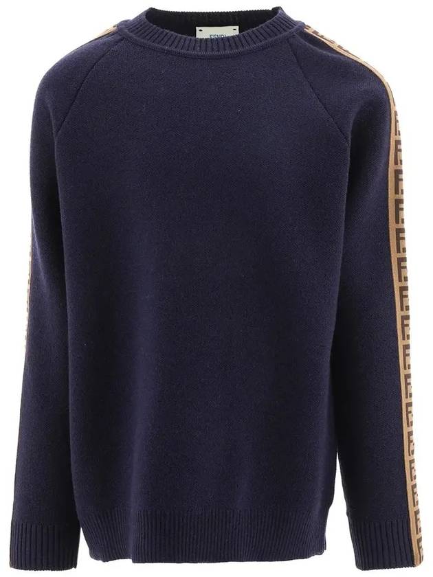 Kids Monogram Crew Neck Knit Top Blue - FENDI - BALAAN 2