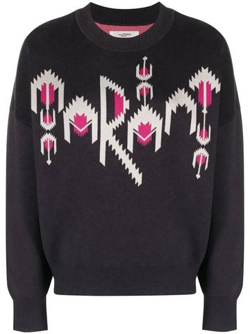 Intarsia Logo Sweatshirt Black - ISABEL MARANT ETOILE - BALAAN.