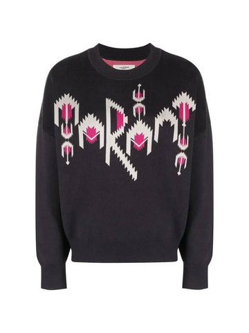 Intarsia Logo Sweatshirt Black - ISABEL MARANT ETOILE - BALAAN 1