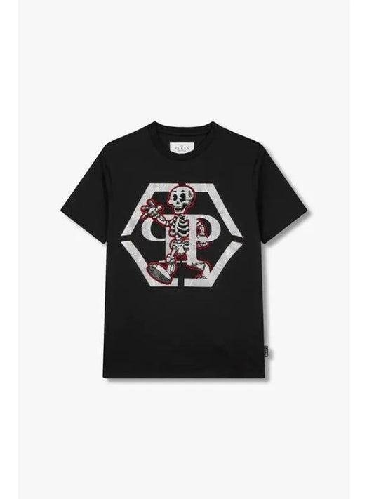 Men s Skeleton Rhinestone T Shirt Black - PHILIPP PLEIN - BALAAN 1