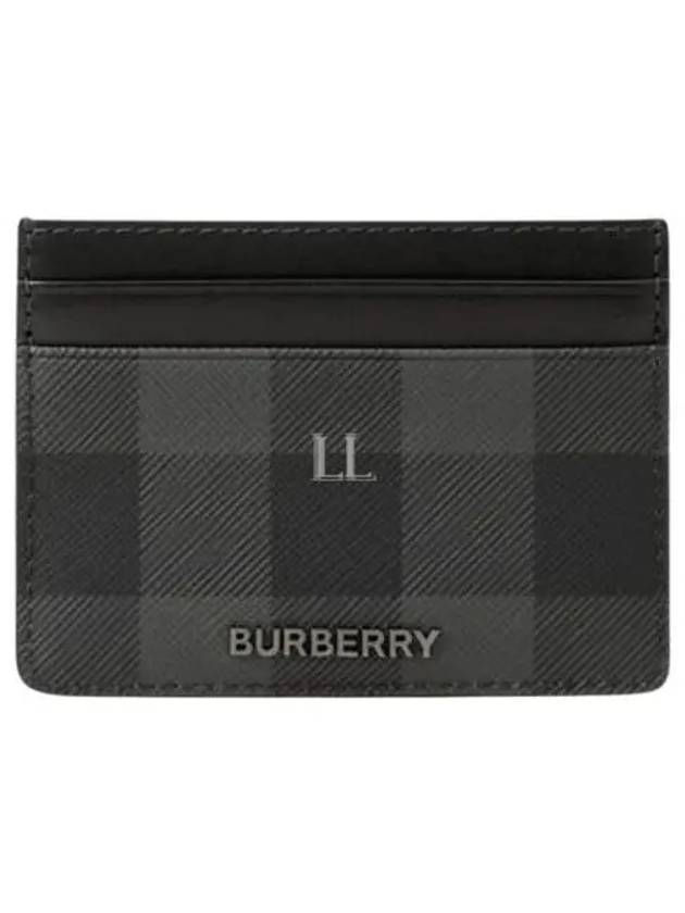 Check Leather Card Case Charcoal - BURBERRY - BALAAN 2