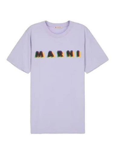 Logo Print Short Sleeve T Shirt Purple - MARNI - BALAAN 1