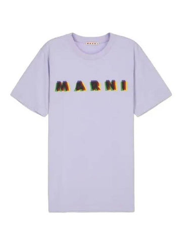 Logo print short sleeve t shirt purple - MARNI - BALAAN 1