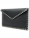 Rockstud Envelope Clutch Bag Black - VALENTINO - BALAAN.