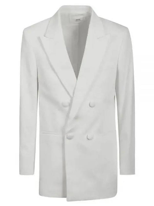 Double Brested Tailored Jacket White - AMI - BALAAN 2