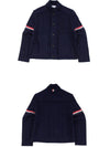 Single Breasted Button Cotton Jacket Navy - THOM BROWNE - BALAAN 4