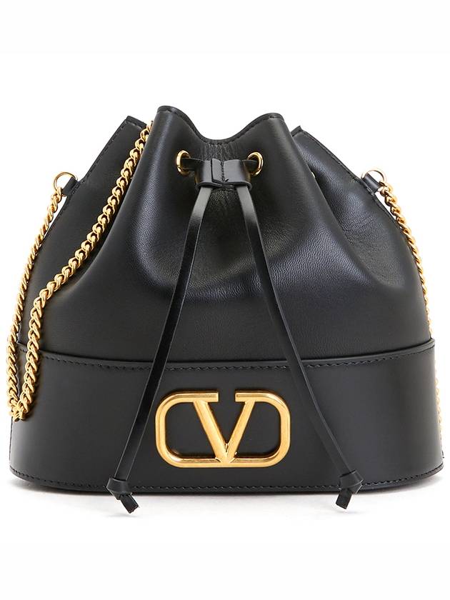 V logo signature chain nappa mini bucket bag black - VALENTINO - BALAAN 2