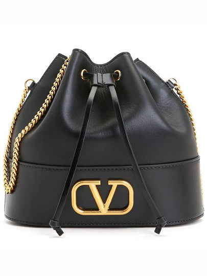 V Logo Signature Chain Mini Bucket Bag Black - VALENTINO - BALAAN 2