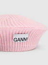 Logo Wool Beret Pink Women s - GANNI - BALAAN 2