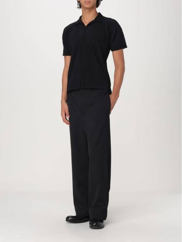 Basics Pleated Polo Shirt Black - ISSEY MIYAKE - BALAAN 3