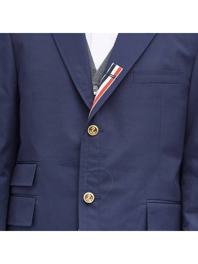 Typewriter Cloth Grosgrain Placket Sport Jacket Navy - THOM BROWNE - BALAAN 4