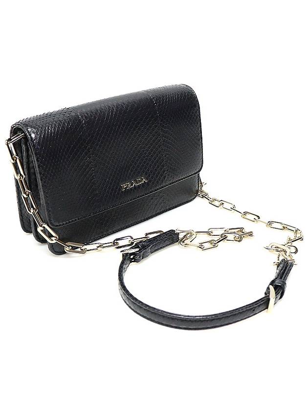 BT1045 Black Python Gold Chain WOC Flap Cross Bag - PRADA - BALAAN 3