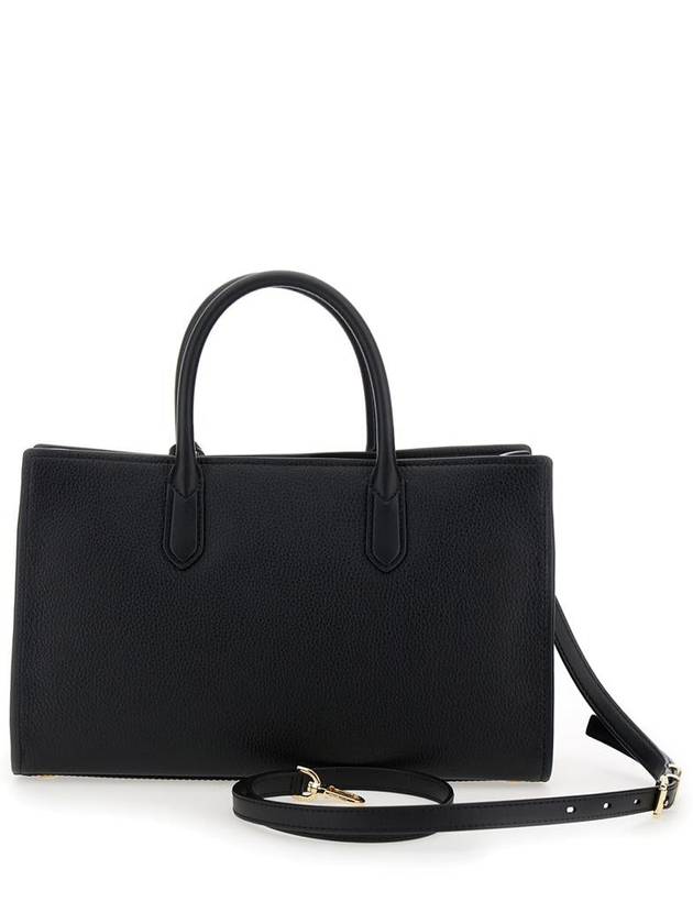 'Scarlett' Black Handbag With Logo Lettering On The Front And Hanging Key Fob In Grained Leather Woman - MICHAEL KORS - BALAAN 4