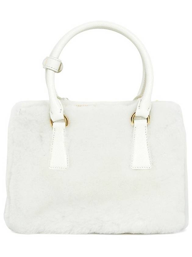 Galleria Shearling Mini Tote Bag White - PRADA - BALAAN 3