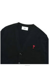 Heart Logo Merino Wool Cardigan Black - AMI - BALAAN 3