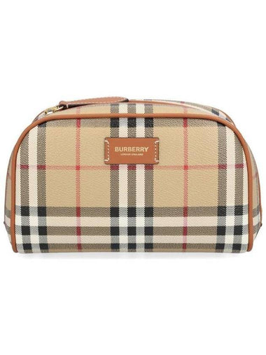 Check Travel Small Pouch Bag Beige - BURBERRY - BALAAN 1