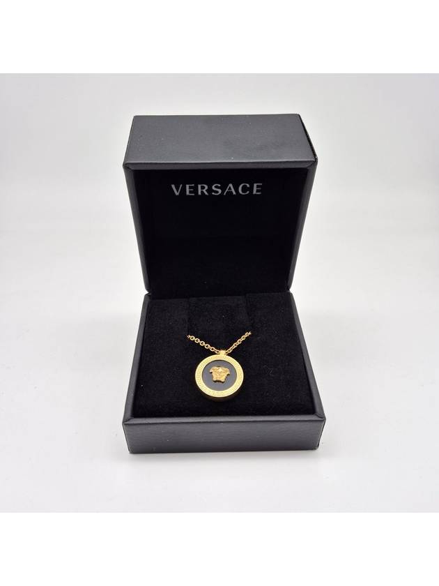 Enamel Medusa Necklace Black Gold - VERSACE - BALAAN 2