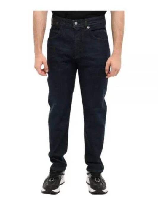 slim low rise patchwork detail front jeans navy - NEIL BARRETT - BALAAN.