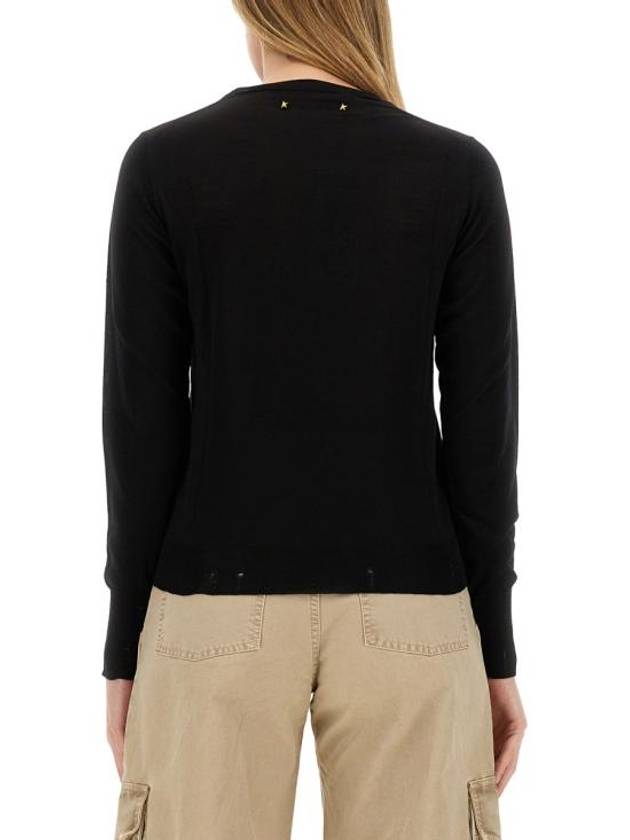 Round Neck Wool Knit Top Black - GOLDEN GOOSE - BALAAN 4