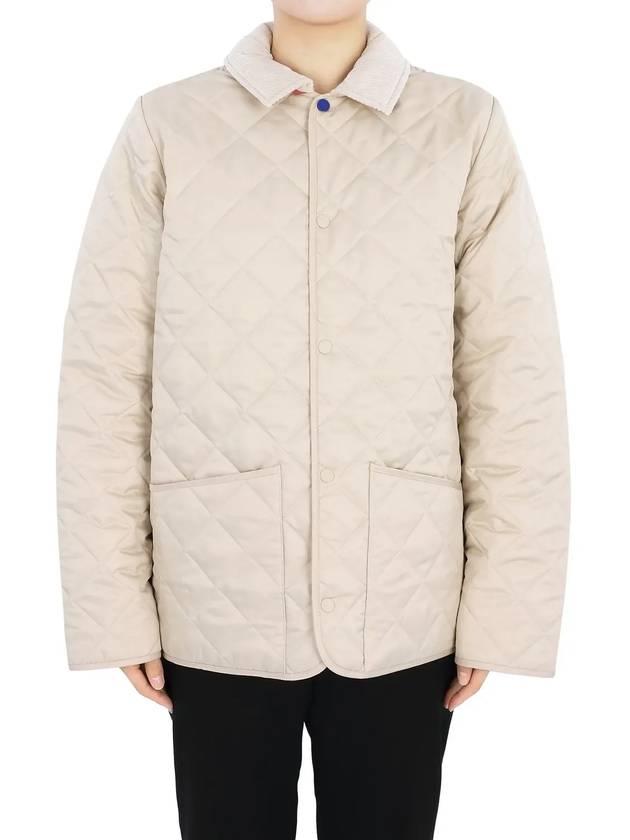 Kids Corduroy Collar Diamond Quilted Jacket Beige - BURBERRY - BALAAN 4