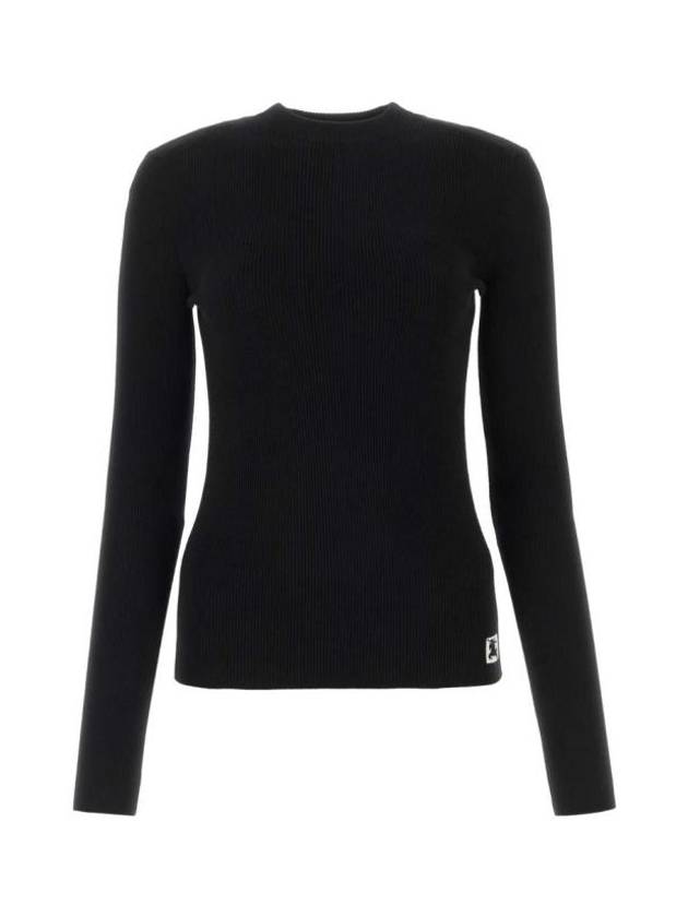 Logo Patch Slim Fit Wool Blend Knit Top Black - BURBERRY - BALAAN 1