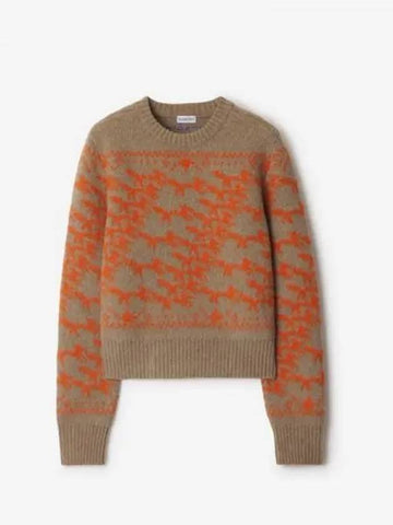 Cropped Fox Wool Sweater Linden Orange 315330 - BURBERRY - BALAAN 1