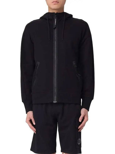 Diagonal Raised Fleece Goggle Hooded Jacket Black - CP COMPANY - BALAAN 2