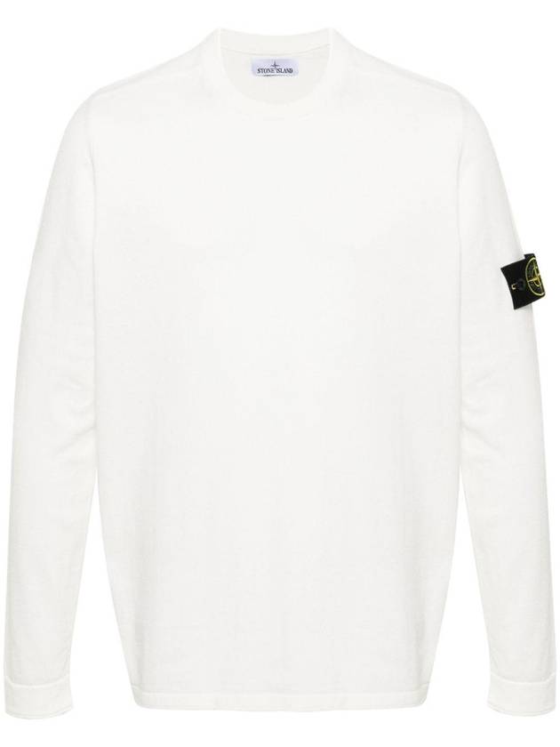 Raw Hand Cotton Crewneck Knit Top White - STONE ISLAND - BALAAN 1