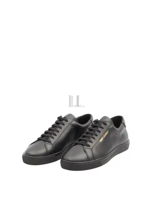 Andy Embossed Logo Leather Low Top Sneakers Black - SAINT LAURENT - BALAAN 2