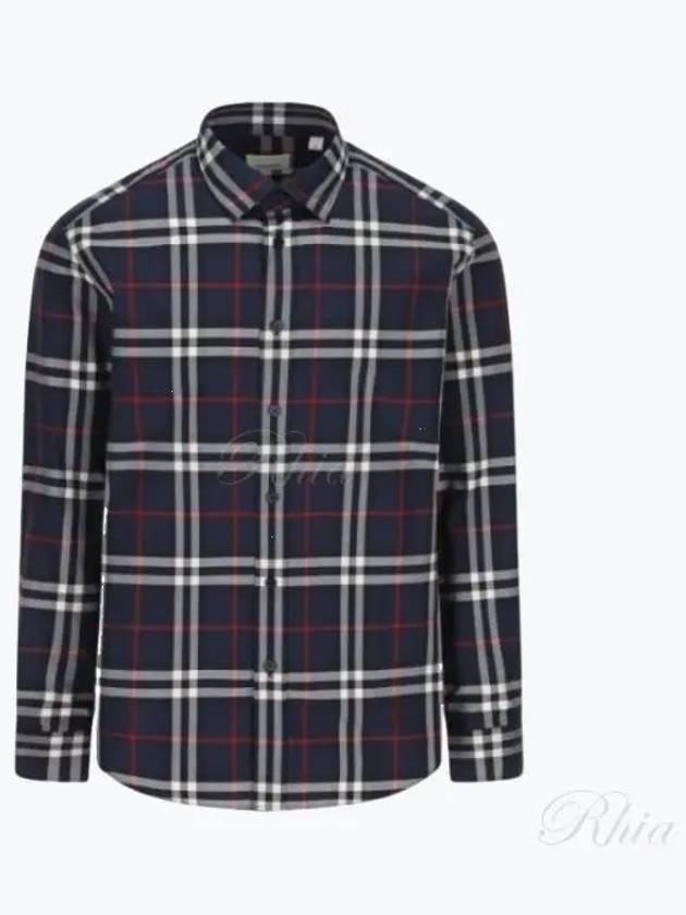 Men's Vintage Check Long Sleeve Shirt Navy - BURBERRY - BALAAN 2