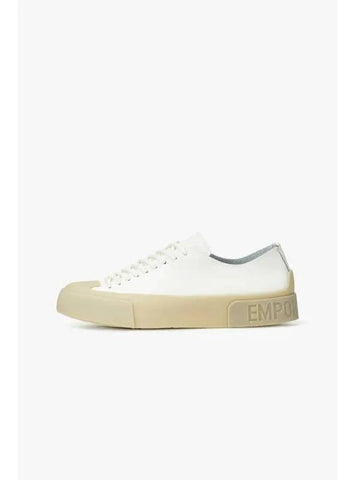 Men s Embossed Logo Sole Leather Sneakers Off White - EMPORIO ARMANI - BALAAN 1