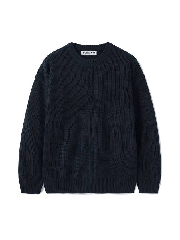 Crew Neck Rib Knit Top Navy - BLONDNINE - BALAAN 2