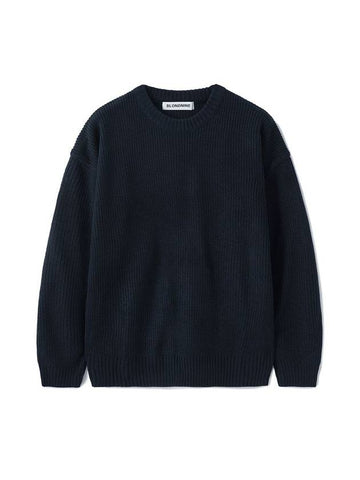 Crew Neck Rib Knit Top Navy - BLONDNINE - BALAAN 1