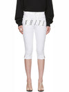 OFF-WHITE White Denim Cropped Capri Shorts - OFF WHITE - BALAAN 1