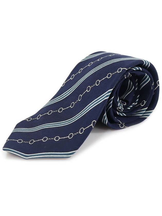 100 silk navy striped pattern tie - CELINE - BALAAN 2