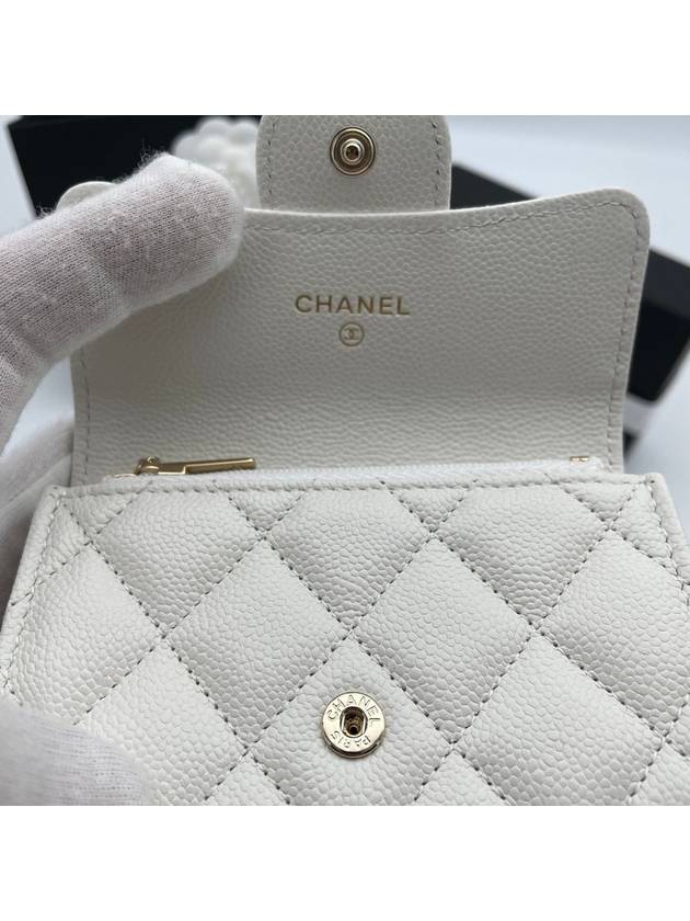 Classic snap zipper card wallet caviar ivory gold AP4096 - CHANEL - BALAAN 6