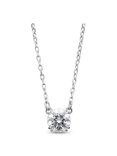 Stilla Round Zirconia Pendant Necklace Silver - SWAROVSKI - BALAAN 2