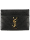 Gold Hardware Matelasse Caviar Leather Card Wallet Black - SAINT LAURENT - BALAAN 2