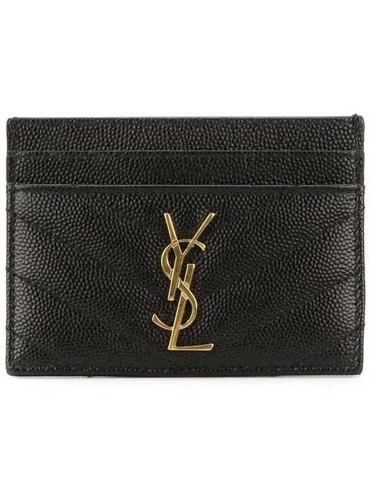 Gold Hardware Matelasse Caviar Leather Card Wallet Black - SAINT LAURENT - BALAAN 2