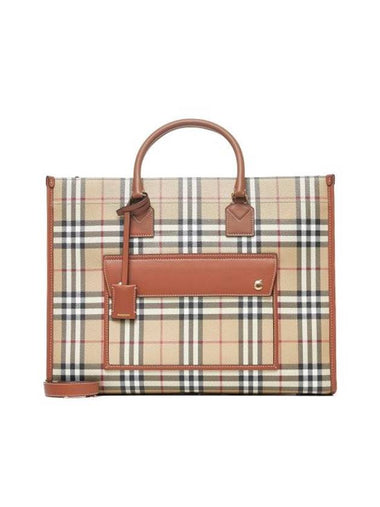 Freya Medium Tote Bag Brown Archive Beige - BURBERRY - BALAAN 1