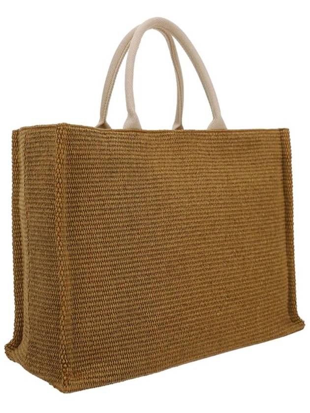 Embroidered Logo Raffia Tote Bag Brown - MARNI - BALAAN 4