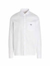 logo long sleeve shirt white - PRADA - BALAAN.