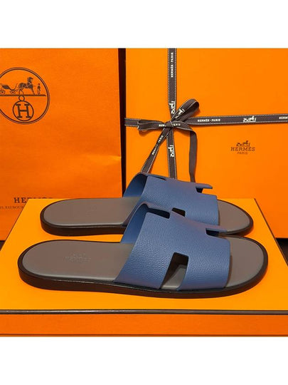 Men's Izmir Sandals Calfskin Absong Blue Gray Twotone - HERMES - BALAAN 2